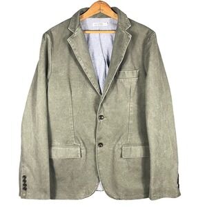 Gustin Blazer Men Large Olive Green Canvas Sport Coat Jacket Casual Outdoors